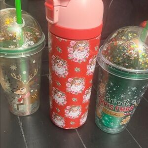 Festive Holiday Tumbler Set - Red, Green, Pink